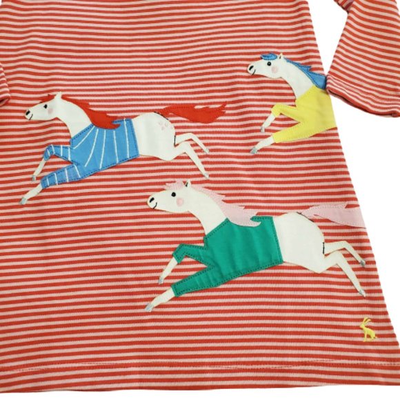 Beautiful Girls Pink Striped Rosalee Horse Dress by Joules NWT - 100% Cotton 🐴 - Picture 4 of 10